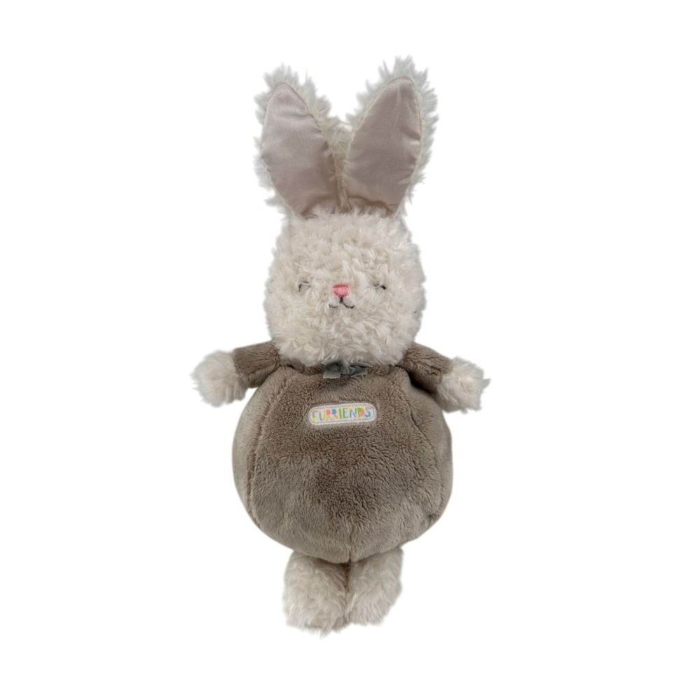 Plush Bunny Toy Kids Preferred Cuddly Design Beige White Colors Easter Satin